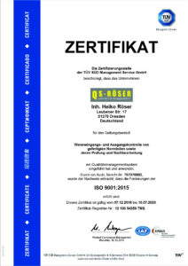 TÜV Zertufikat Deutsch
